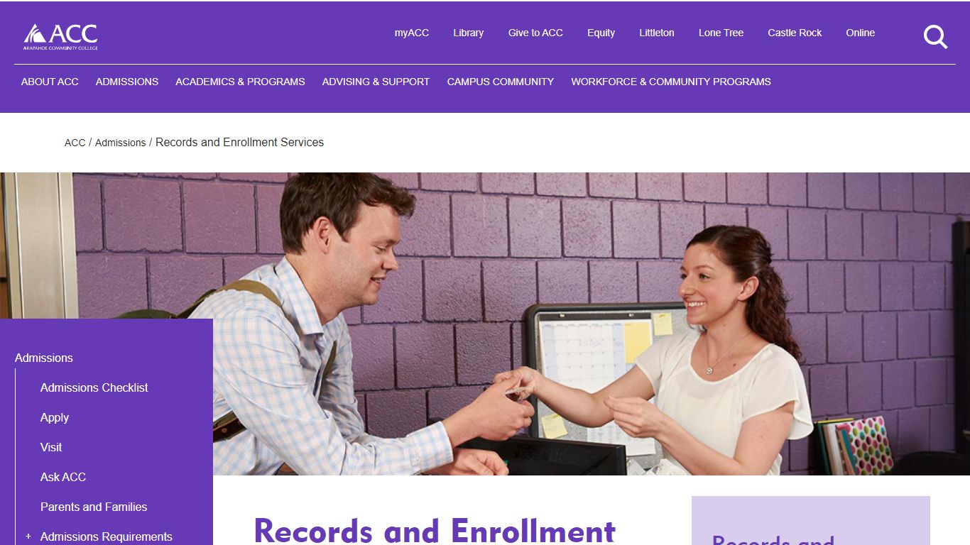 Records and Enrollment Services | Arapahoe Community College