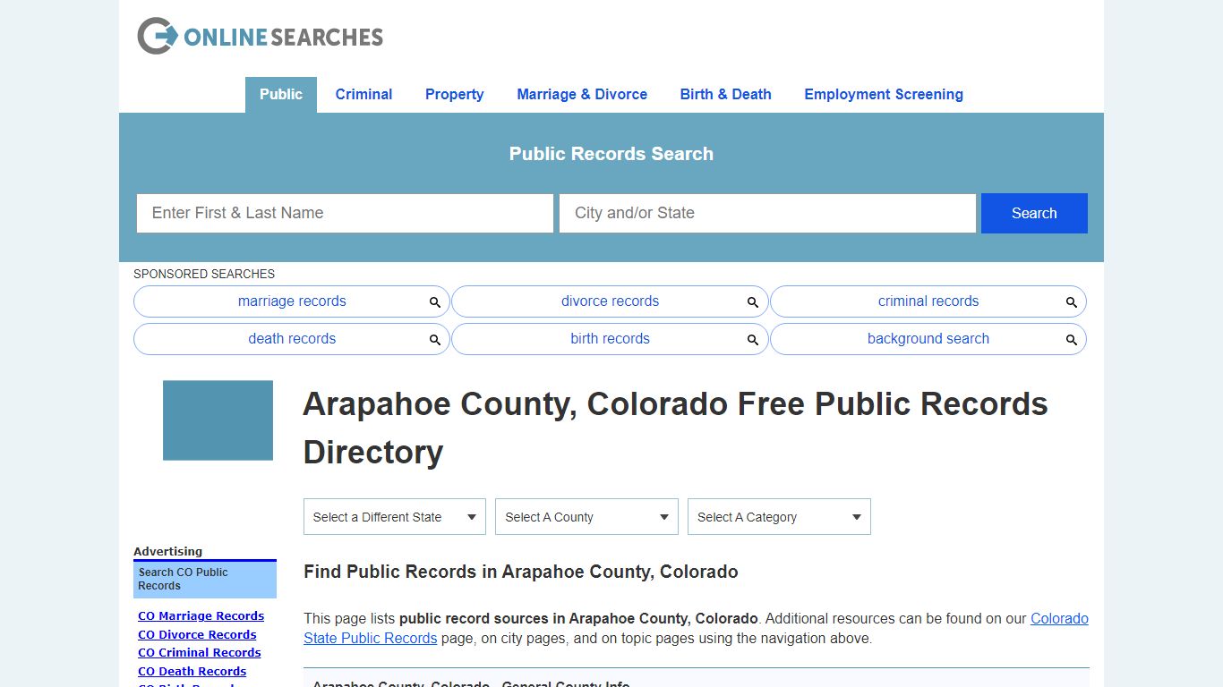 Arapahoe County, Colorado Public Records Directory